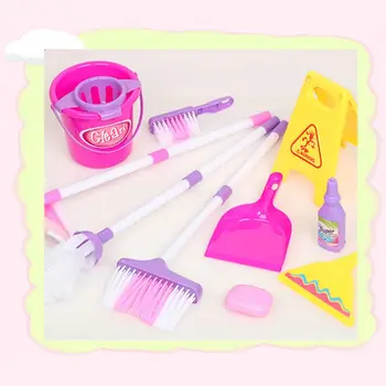 

Cleaning Play Set Kids Role Play 6 Piece Broom Mop Bucket Dustpan P31B