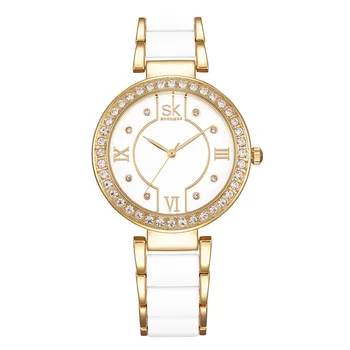 

2020 Fashion Casual Crystal Rhinestone Ladies Watch Stainless Steel Strap Waterproof Quartz Ladies Watch Simple Style Watch