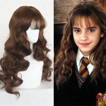 

Halloween Magic Potter Women Hermione Granger role play wig Emma Watson Herminone brown long wavy hair costumes