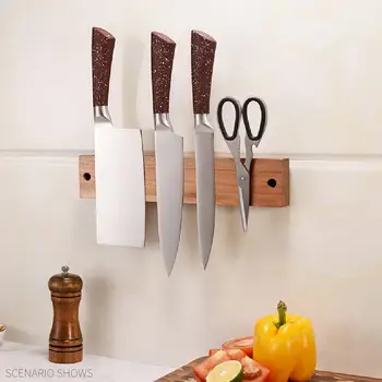 

Wood Magnetic Knife Strip Bar Workshops Practical Magnetic Knife Racks Magnetic Knife Holder Tool Adsorbed Durable