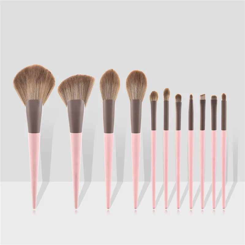 11pcs Makeup Brushes Set Eyeshadow Foundation Loose Powder Blush Concealer Highlighter Professional Face Makeup Tool