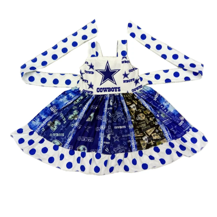 

2019 Cowboys stitching twirl dress with one part wrong Saints print