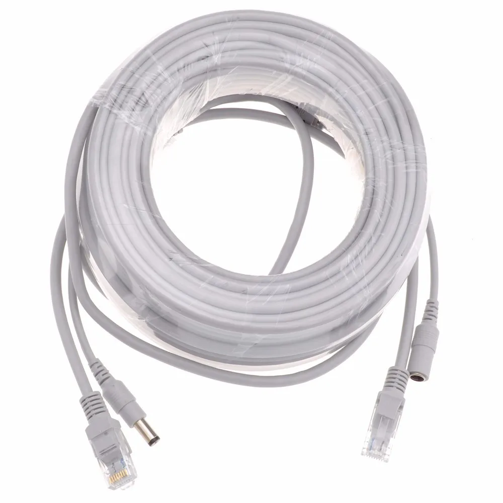 20 м CCTV сетевой кабель RJ45 CAT5/CAT-5e кабель+ DC Мощность видеонаблюдения расширение сети Ethernet-Кабель для IP камера NVR Системы