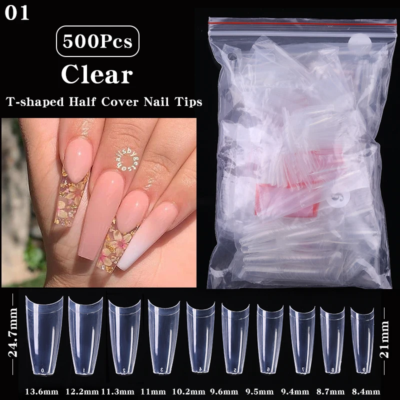 Soft Gel Nail Tips Natural/clear Acrylic Nail Tips Long - Temu