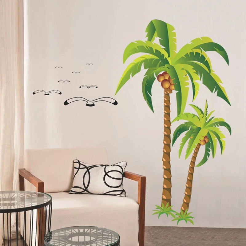 Promotion! Coconut Palm Tree Sticker Tropical Beach Wall Decal Living Room Backdrop | Дом и сад