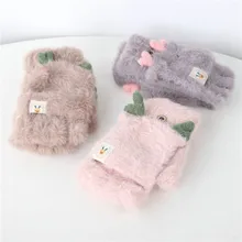 Для малышей, детей, зимняя теплая вязаная флисовая рукавица С Откидывающейся Крышкой и рисунком оленя, теплые плюшевые флисовые рукавицы с рисунком оленя, флисовые перчатки С Откидывающейся Крышкой для ухода за ребенком