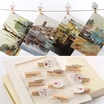 

10pcs Paper Snacks Birch Storage School Cartoon Rabbit Mini Note Photo Clip DIY Office File Happy Easter Supplies Decoration