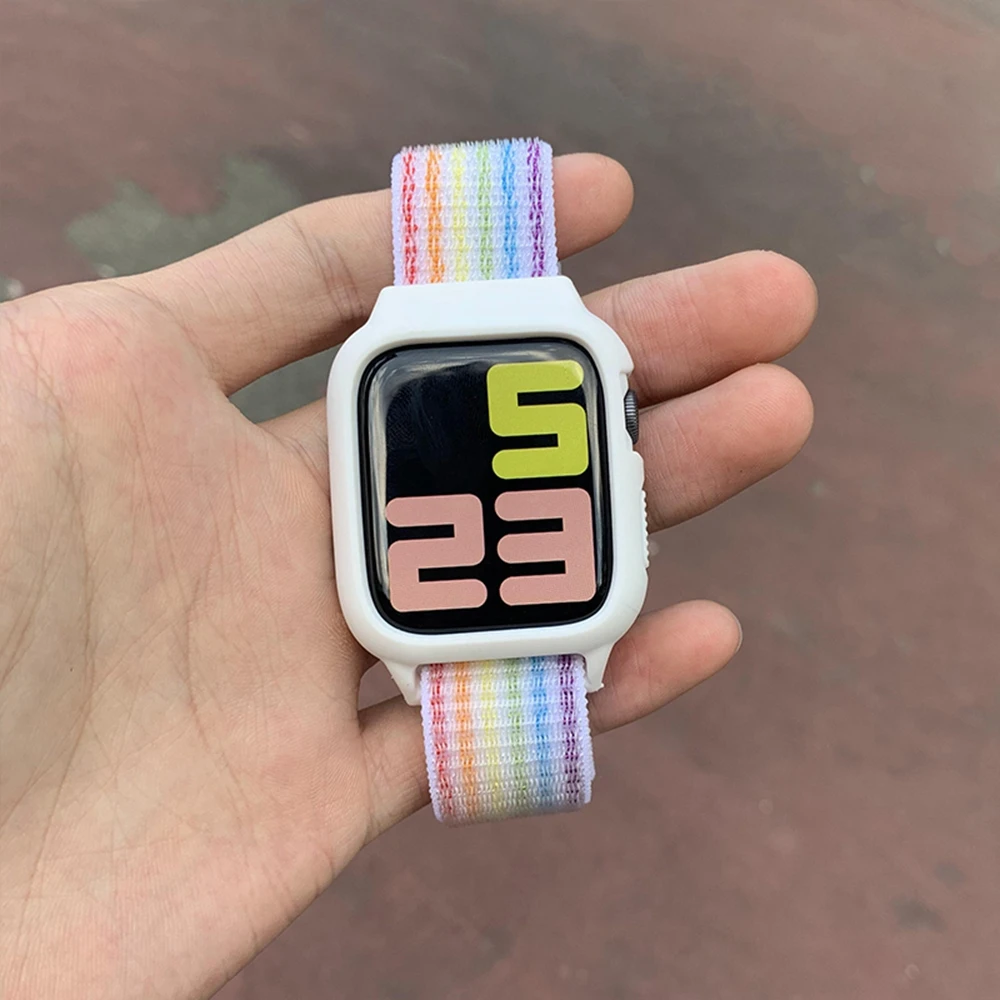 Высококачественный чехол + ремешок для Apple watch band 44 мм 40 iWatch 42 38 нейлоновый браслет