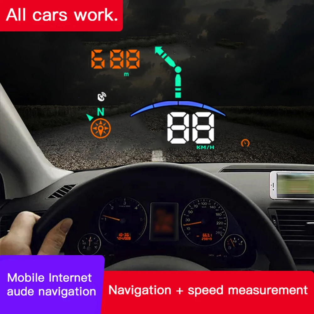 Автомобильный Универсальный HUD Дисплей лобовое стекло скорость проектор охранной сигнализации температура воды над скоростью об/мин Напряжение Gps скорость метр H8