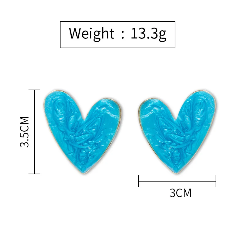 Stud Earrings Folding Heart Stud Earrings Women Colorful Pattern Graffiti Earrings Bridesmaid Gift Anniversary Jewelry Love
