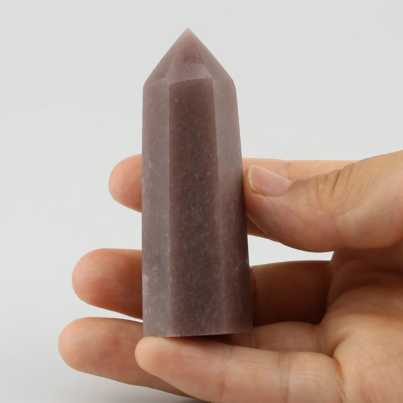 Natural Purple Strawberry Quartz Crystal Wand Healing Gem Stone Rock Hexagon Obelisk Point Mineral Specimen Feng Shui Home Decor