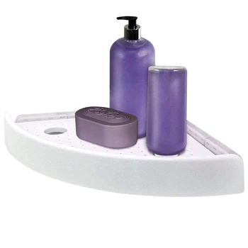 

High Bathroom Triangular Shower Shelf Corner Bath Storage Holder Organizer Rack White Wall Mount LG66