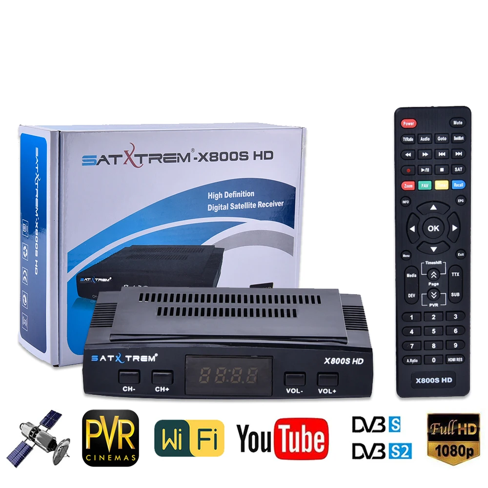 Satxtrem X800s спутниковый ресивер для Цифровое телевидение DVB S2 спутниковый декодер FTA DVB-S2 HD ТВ-тюнер DVBS2 Европа 8 нажатий