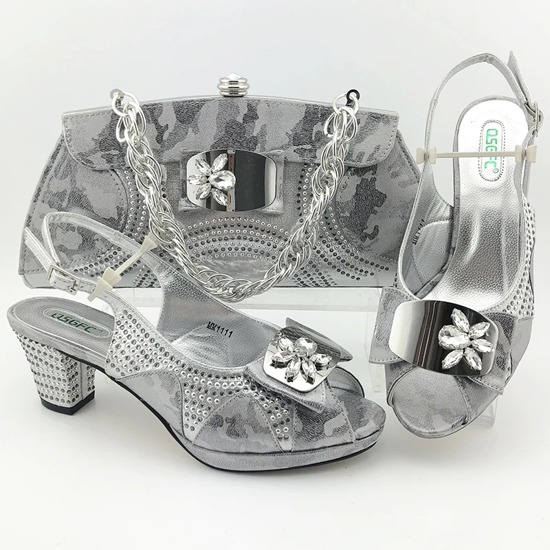 

2020 Italy Lady Matching Italian Shoes Med Heel and Bag Set Italian Shoes with Matching Bags Latest Set 38-43