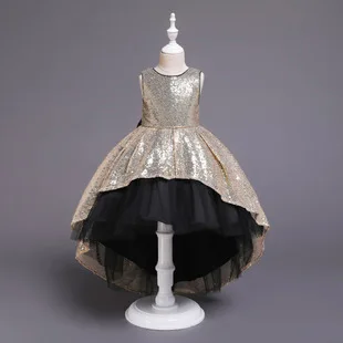 Детское свадебное платье; платье принцессы с цветочным узором для мальчиков и девочек; кружевное платье без рукавов с бантом для девочек среднего и большого размера; 139