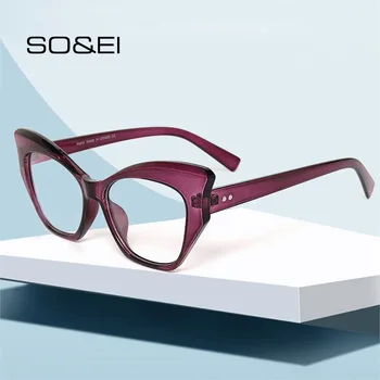 

SO&EI Fashion Cat Eye Candy Color Women Nail Glasses Frame Ins Popular Clear Lens Eyewear Men Optical Myopia Eyeglasses Frame