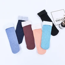 Зимние женские тапки, плотные теплые шерстяные эластичные зимние носки нежных цветов, бесшовные бархатные сапоги, носки для сна унисекс