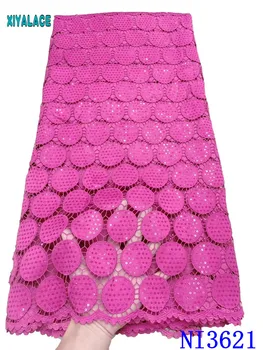 

Guipure Cord Lace Fabric 2020 African Lace Fabric With Sequins Water Soluble Cord Laces for Nigerian Party Dress ni3621