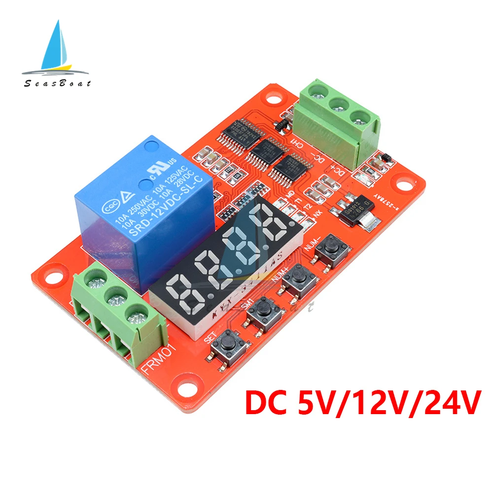 DC 5V 12V 24V Adjustable Time Delay Self-Lock Relay LED Display Automation Cycle Timer Control Switch PLC Home Module | Обустройство