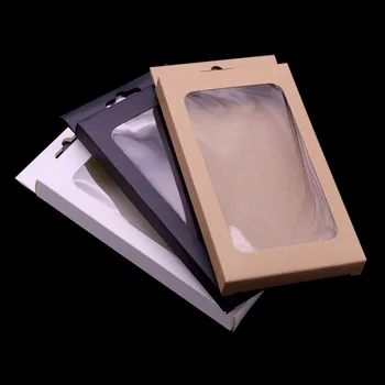

15Pcs/Lot Black Kraft Phone Case Gift Boxes Brown Cardboard Packaging Box Card Set Packing Box 15.6*9*1.5cm