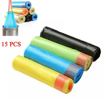 

15PCS Kitchen Bathroom Drawstring Trash Bag Waste Trash Garbage Bags Clean Up Dirty-Free Hand-Drawn Drawstring Garbage Bag