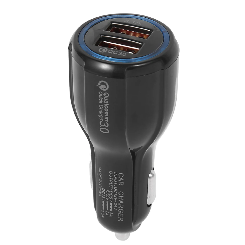 Черный Универсальное автомобильное зарядное устройство Quick Charge 3,0 3.1A двойной USB быстрая зарядка QC для мобильных телефонов автомобильные внутренние части - Название цвета: Черный