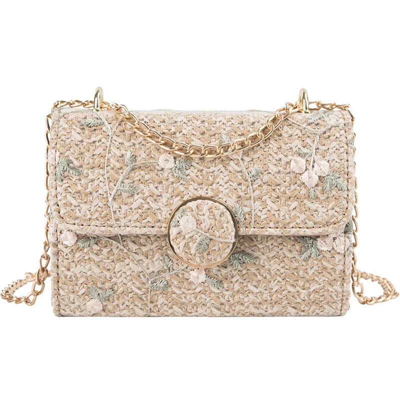

ABZC-New Wave Korean Version Of The Wild Small Square Bag Fashion Straw Bag Temperament Simple Shoulder Diagonal Package