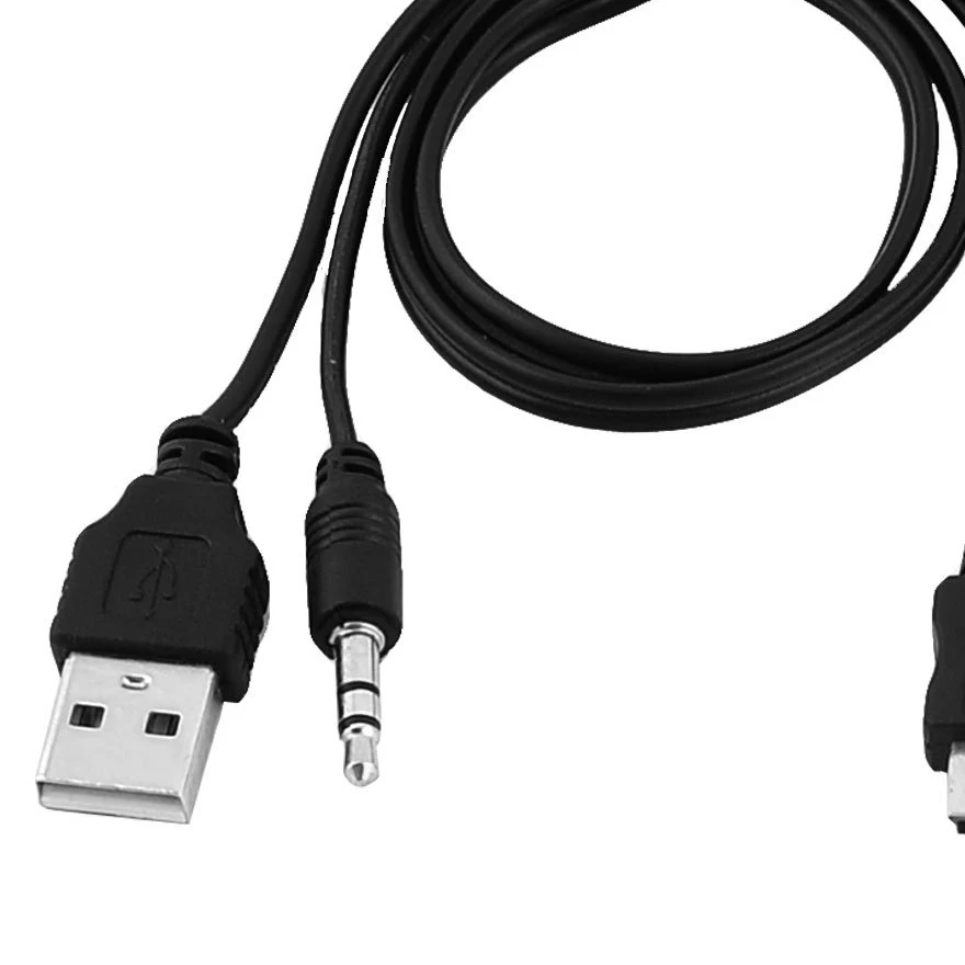 3.5mm Aux USB2.0 Male Mini 5 Pin USB Portable Speaker Audio Cable