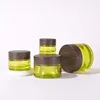 50pcs 5-50g Olive Green Glass Jar Cream Bottle Bamboo Lid Refillable Cosmetic Easy To Use Container Portable Travel Makeup Tool 6