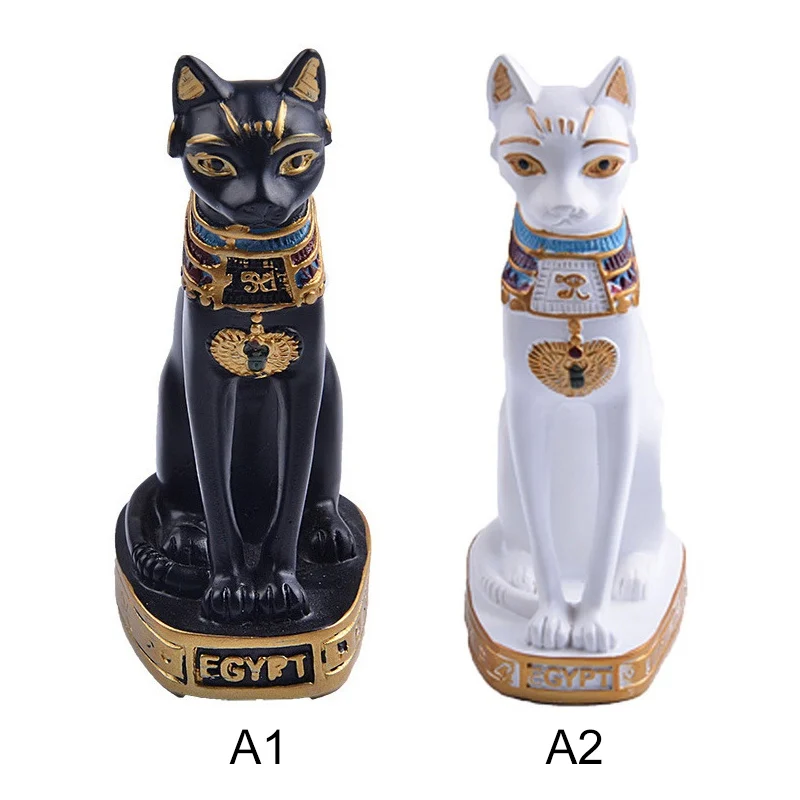 

Mini Resin Egyptian Egypt Cat Statue Hand Carved Collectible Figurines Cat God Home Decor Ornaments Car Hotel Display