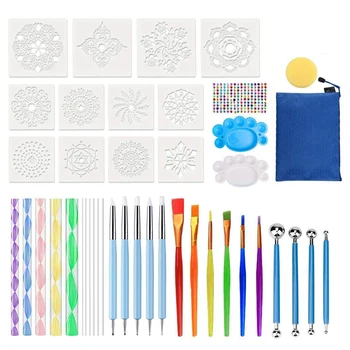 

40PCS Mandala Dotting Tools, Mandala Paingting Tool with Paint Stencil, Dotting Tools, Brushes, Paint Tray