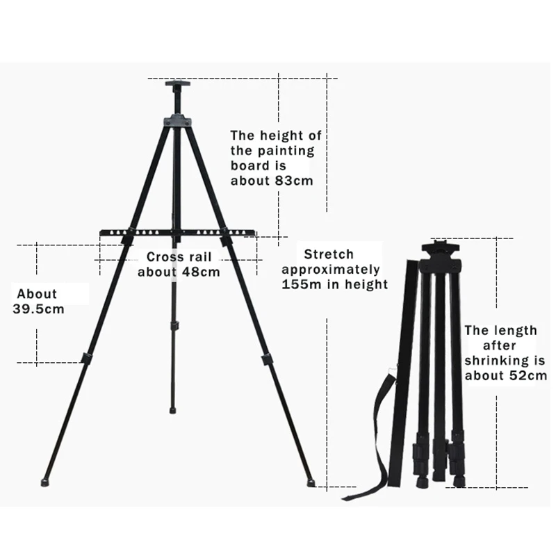 Sketch Easel AngelMark Easy Folding Adjustable Metal Tripod with Bag For Table-Top/Floor Paint