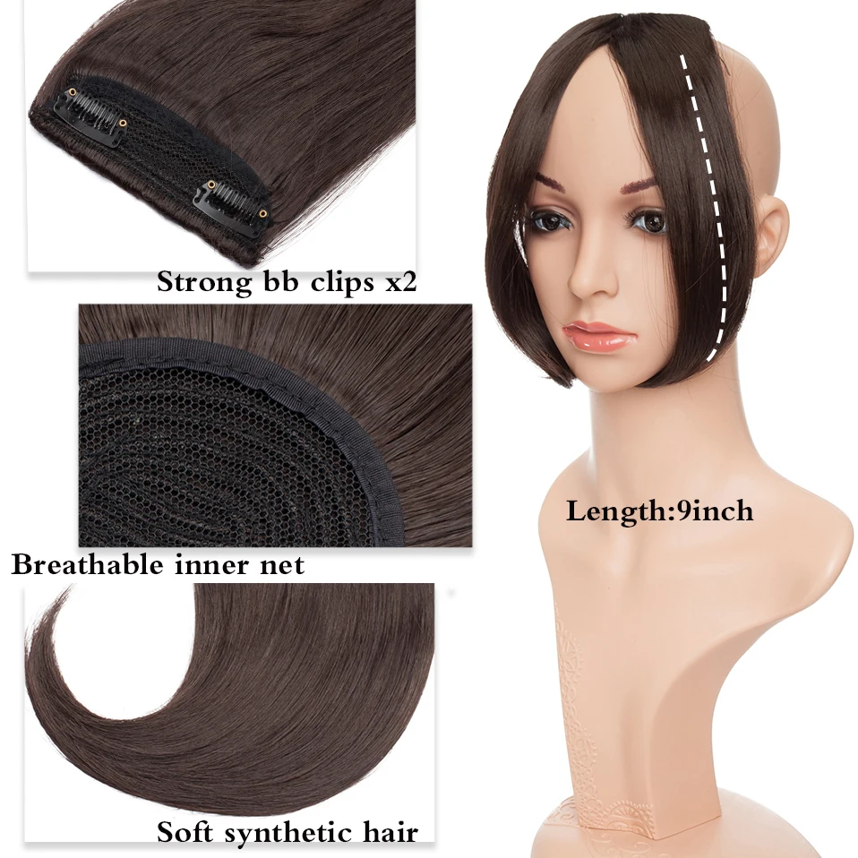 Накладные волосы SNOILITE имитация челок синтетические коричневого черного