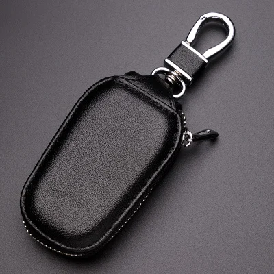 Кожаная роскошная мужская полосатая сумка на молнии, дамская модная сумка для ключей от автомобиля, универсальный дизайнерский пользовательский ключ, протектор, новая rfid - Цвет: black 1