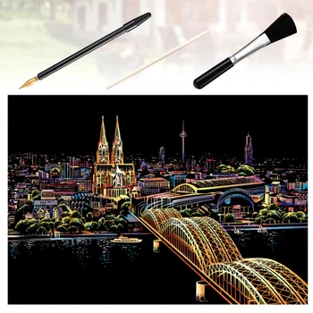 

1 Set of DIY Scratch Picture Night Scene Decorative DIY Handmade Scratchboard