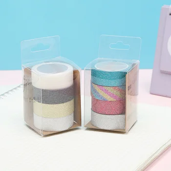 

4Pcs/Set Glitter Solid Color Washi Tape Gold Foil Masking Tape Decorative Adhesive Tape Sticker Scrapbooking DIY Diary Papeleria