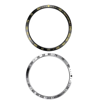

2pcs Bezel for Samsung Galaxy Adhesive Cover Band Strap Accessories 46mm - Black-Yellow & White-Black