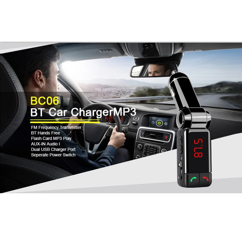 BC06 ЖК-дисплей Автомобильный Bluetooth mp3 аудио плеер fm-передатчик Handsfree Dual USB Автомобильное зарядное устройство