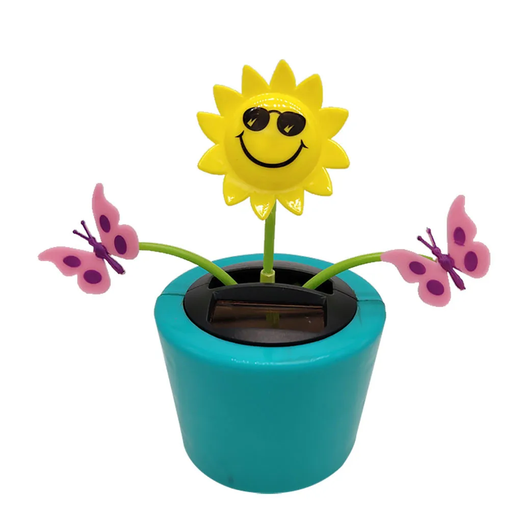 Fashion Solar Powered Dancing Flower Toy Office Desk& Car Decor Funny Electric Toys for Kids Gift Solar Toy Car Ornament - Название цвета: Зеленый