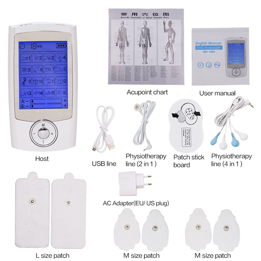16 режимов электрическая машина для облегчения боли перезаряжаемый блок Tens