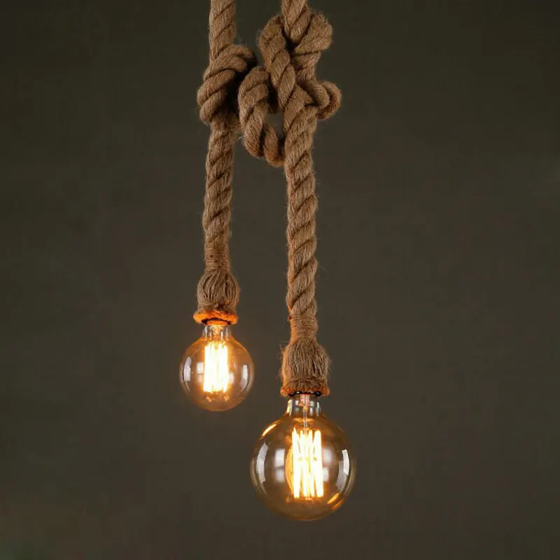 Hemp Rope Pendant Lamp Base E27 3M 2M 1M Vintage Loft Industrial Retro Hanging 85-265V Edison ST64 G95 Pendant Light pendant lights,pendant lamp,vintage pendant lights,rope pendant lamp