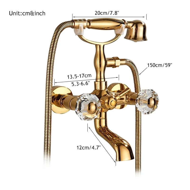 Telephone Style Golden Waterfall Bathtub Faucet Bathroom Brass Bath Faucets Waterfall Rotatb Spout Hot&Cold water Shower tap set 6