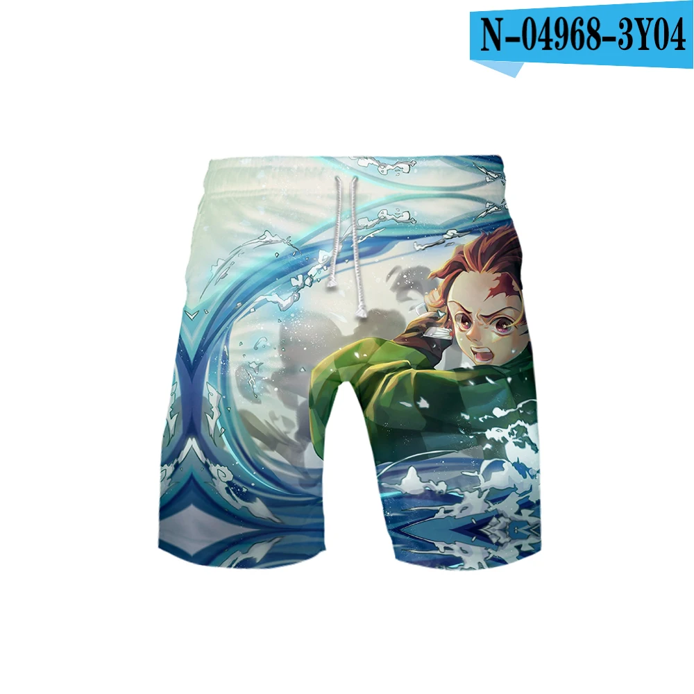 N04968 Demon Slayer: Kimetsu no Yaiba шорты 3D Vaporwave Стиль Печатный Пляж Мужчины Улица прибытие брелок для ключей в стиле ретро Повседневная летняя одежда - Цвет: N04968