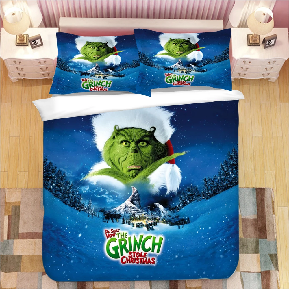 Grinch палантин Рождественский 3D комплект постельного белья пододеяльники наволочки цельное одеяло комплект постельного белья s постельное белье