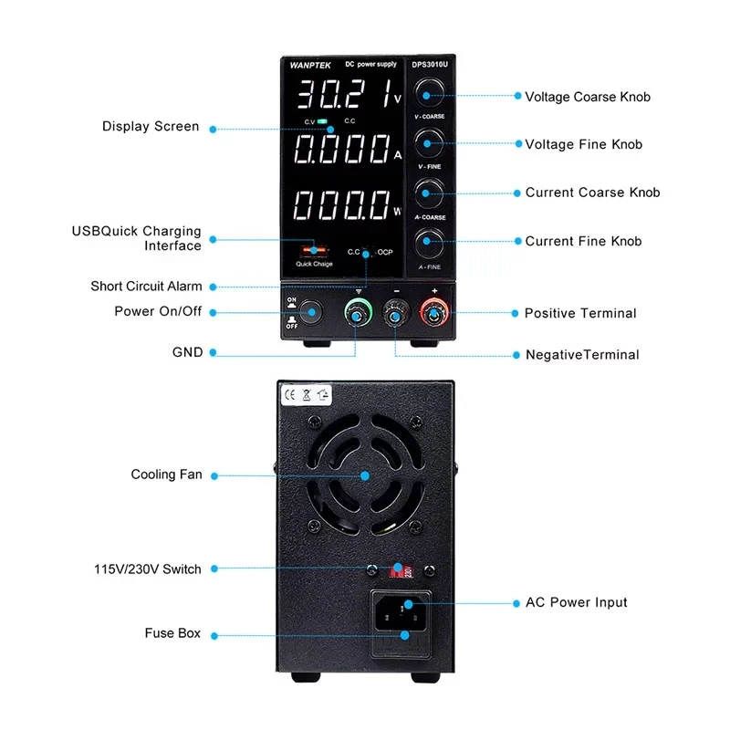 New USB Adjustable DC Laboratory 30V 10A Lab Power Supply Adjustable 60V 5A Voltage Regulator Stabilizer Switching Power Supply-4