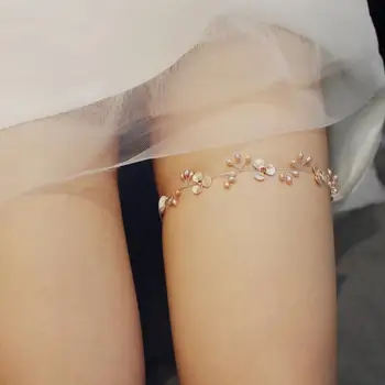 

Novelty Pearl Flower Garter Belt Women Adjustable Leg Ring Strap Clubwear Band Elastic Band and Imitation Pearls Girl Club Wear