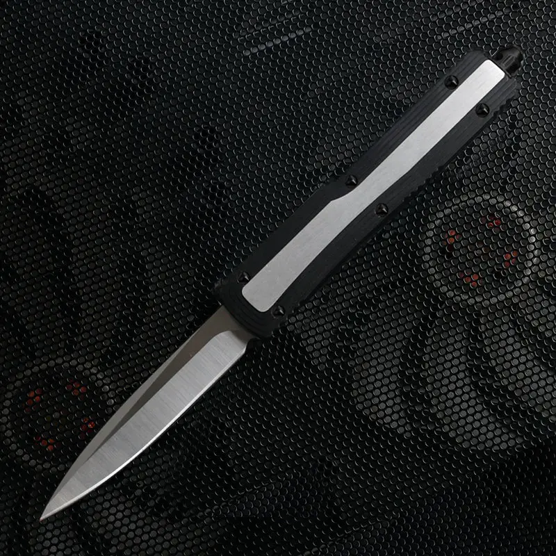 Ледяной элемент OTF белый нож высокой твердости D2 лезвие алюминиевый сплав ручка карманный нож Открытый EDC Приключения тактический нож - Цвет: Черный