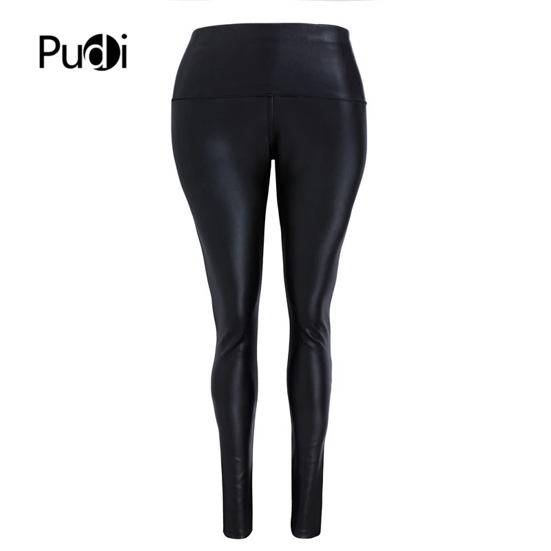 

Pudi women leather pants Sexy ladies pu leather trousers matte look low waist stretch girl black leather slim leggings