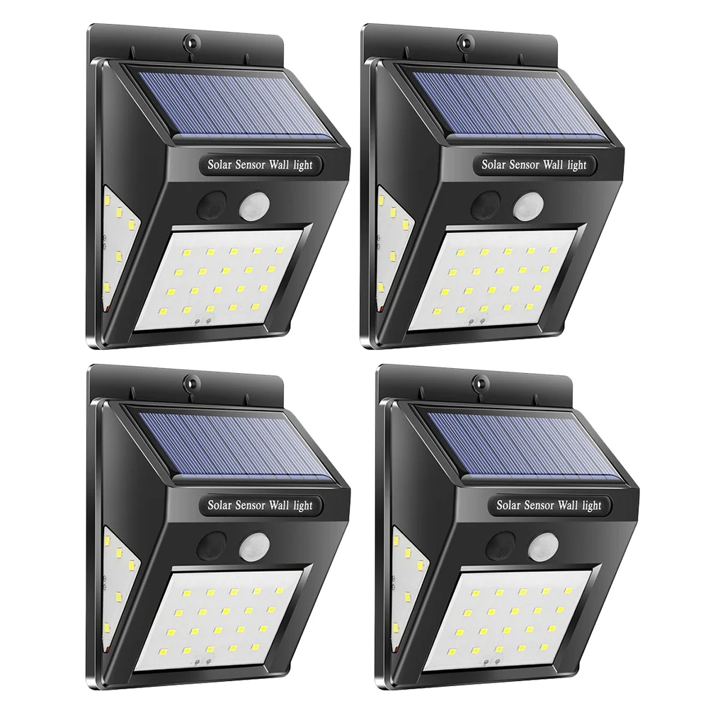 4pcs 40LED 100LED Солнечный светильник Открытый солнечный светильник PIR датчик движения настенный светильник водонепроницаемый солнечный светильник s для украшения сада - Испускаемый цвет: 4pcs 40LED