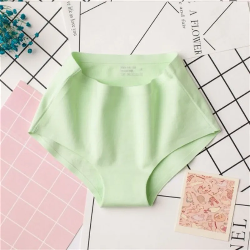 Green Цельное женское нижнее белье, трусы, хлопковые трусики бесшовные, сексуальные нижнее белье Ropa Interior Femenina размера плюс, эротическое белье - Цвет: Green
